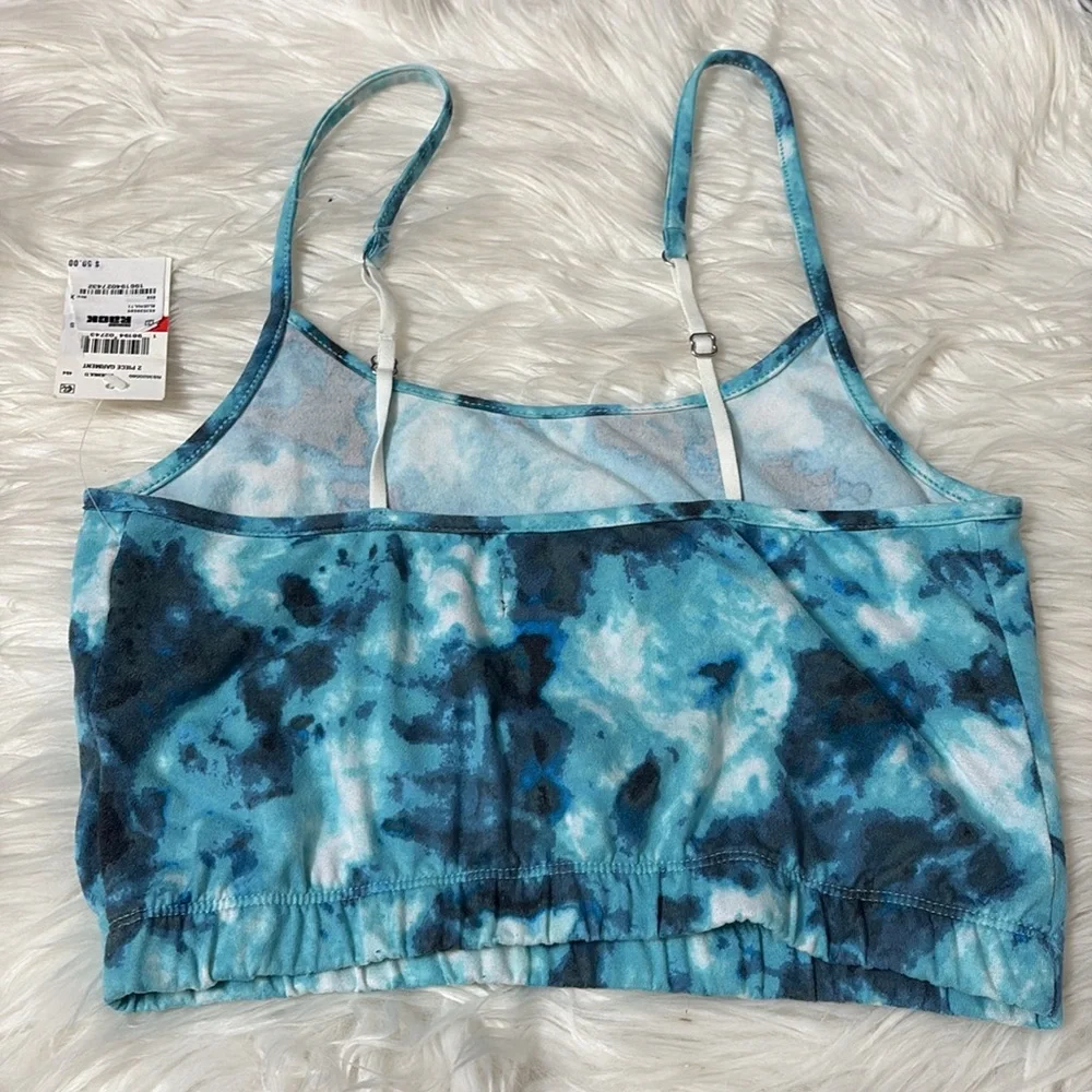 NWT Room Service Multi Blue Tie Dye Pajama Top Size XS